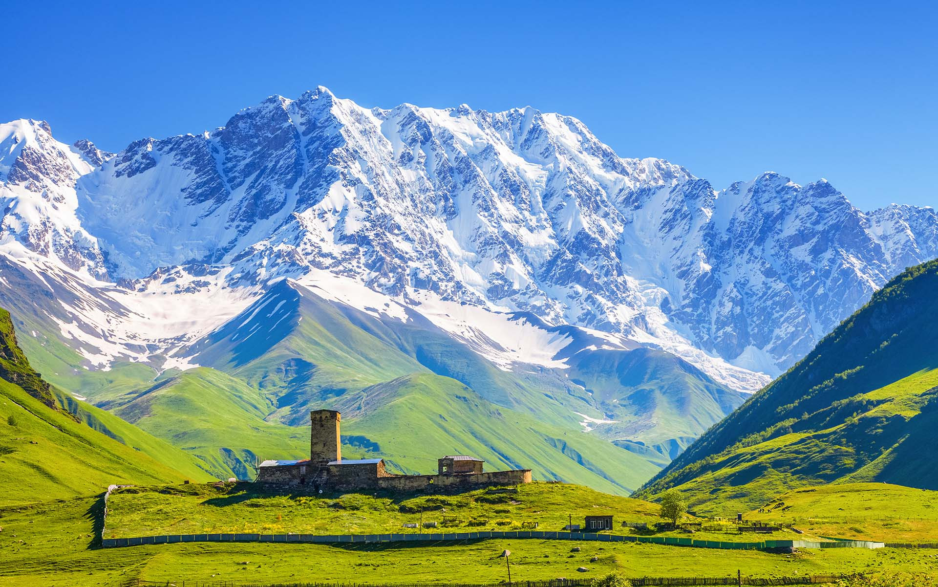 Ushguli Village - Ancient Svaneti Towers in Caucasus Mountains, Georgia